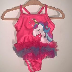BABYGIRL CRISS CROSS UNICORN BATHING SUIT ONE PIECE